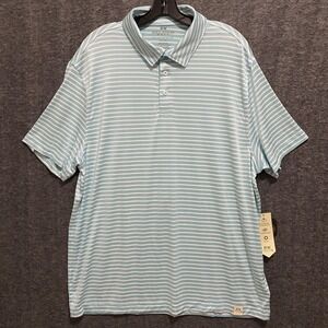 Rorie Whelan Polo Shirt Mens XL Blue Striped Golf Performance Wicking UPF 50 NWT